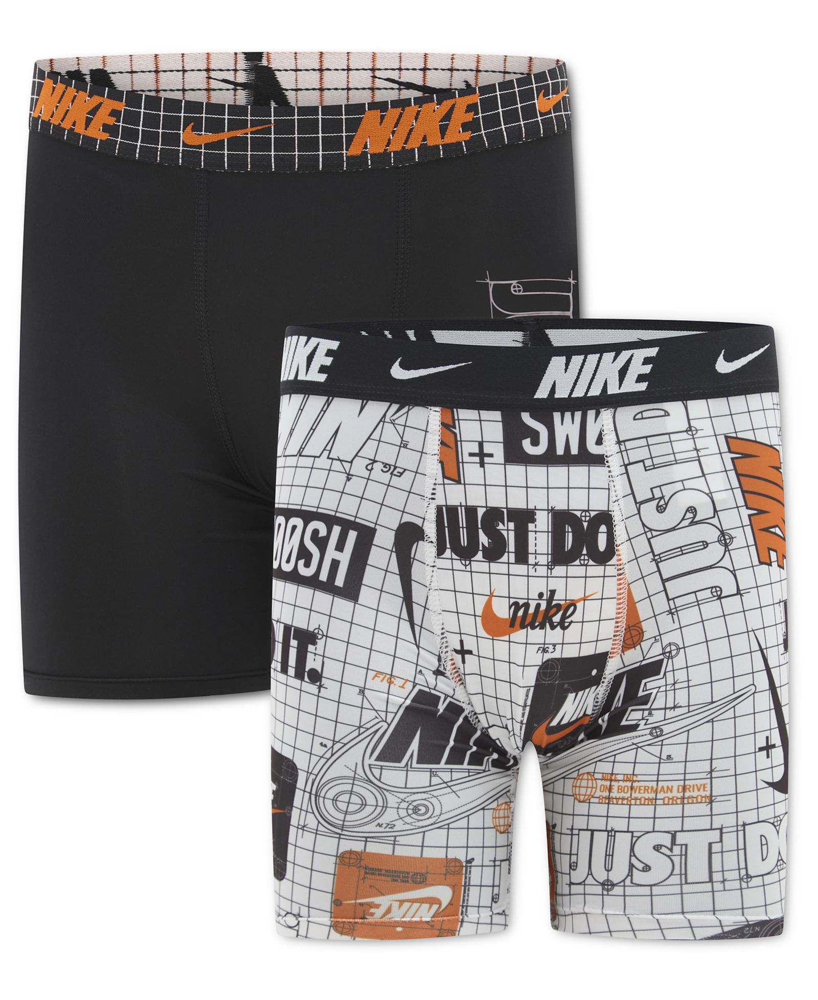 Мужские длинные боксеры с принтом Nike для мальчиков 8-20, 2 шт.