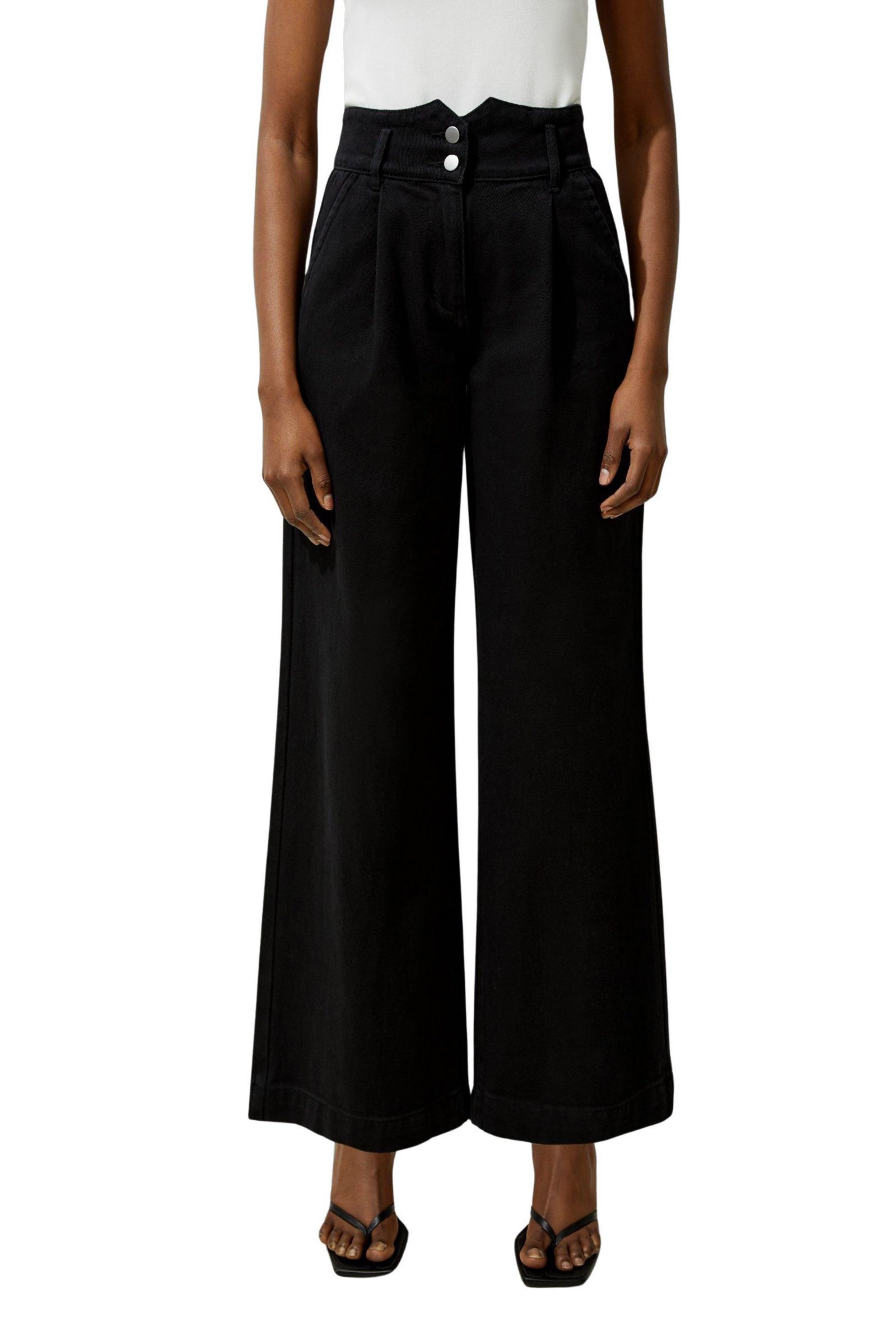 Karen Millen Women's Denim Wide Leg High Waisted Jeans