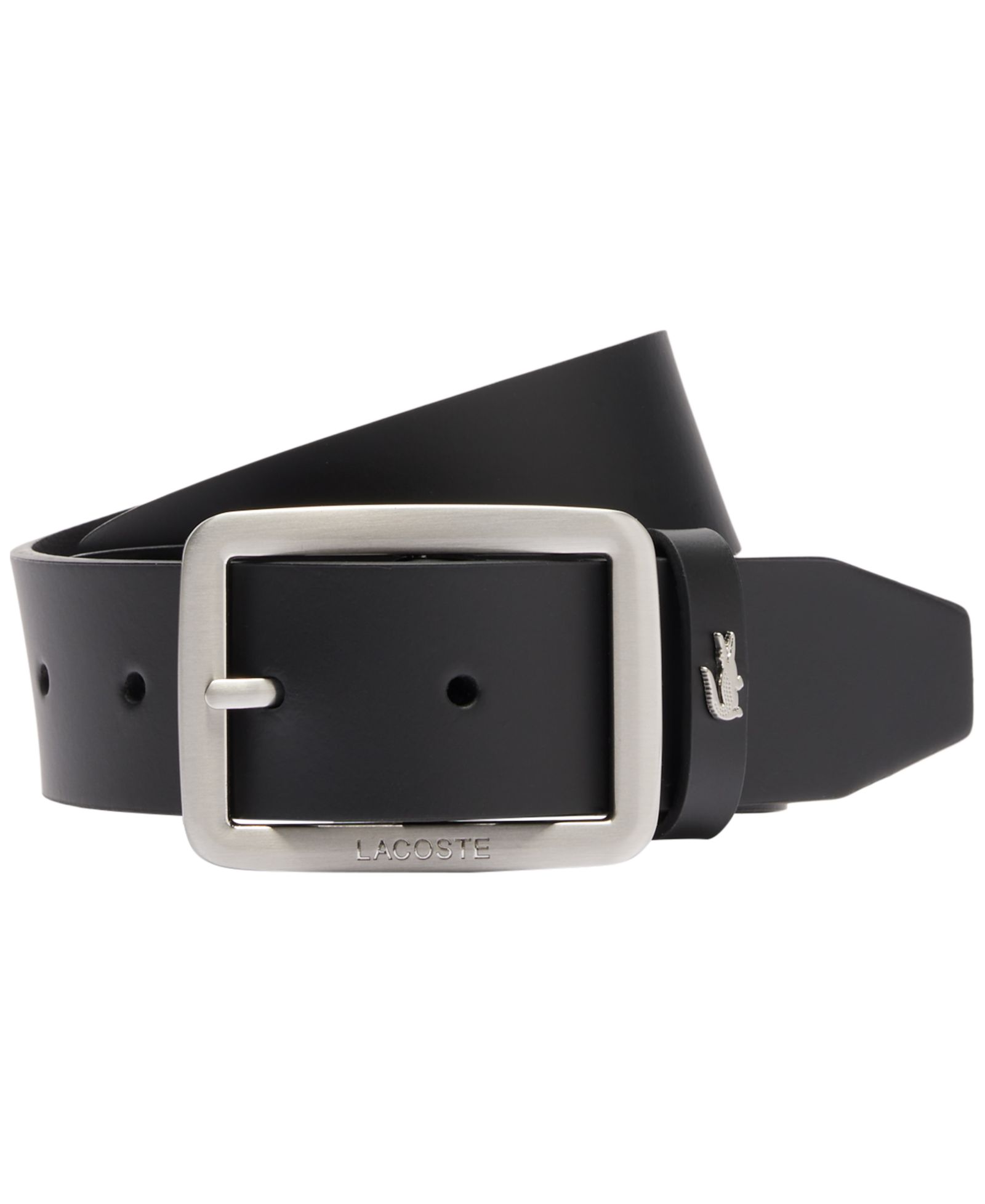 Lacoste Men's Embossed Buckle Leather Belt