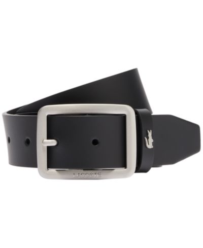 Lacoste Men's Embossed Buckle Leather Belt