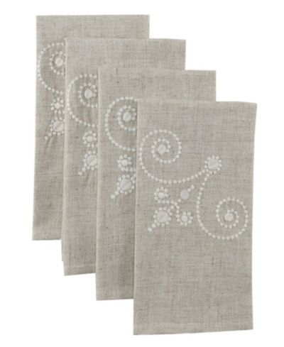 Lenox French Perle Linen Embroidered Napkins, Set of 4