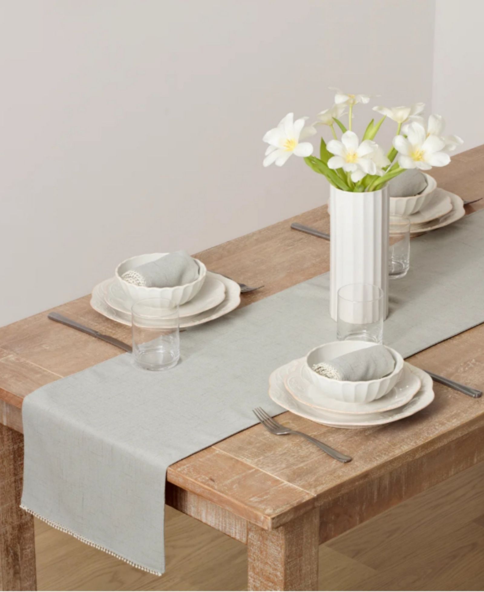 Lenox French Perle Solid Runner, 14" x 90"