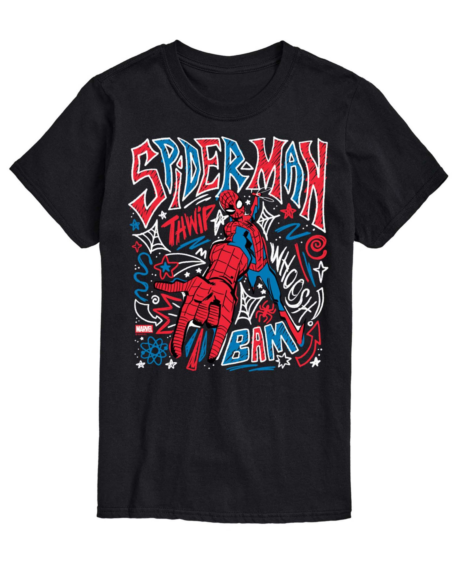 AIRWAVES Men's Spiderman Sketchy Doodles Short-Sleeve Graphic T-Shirt