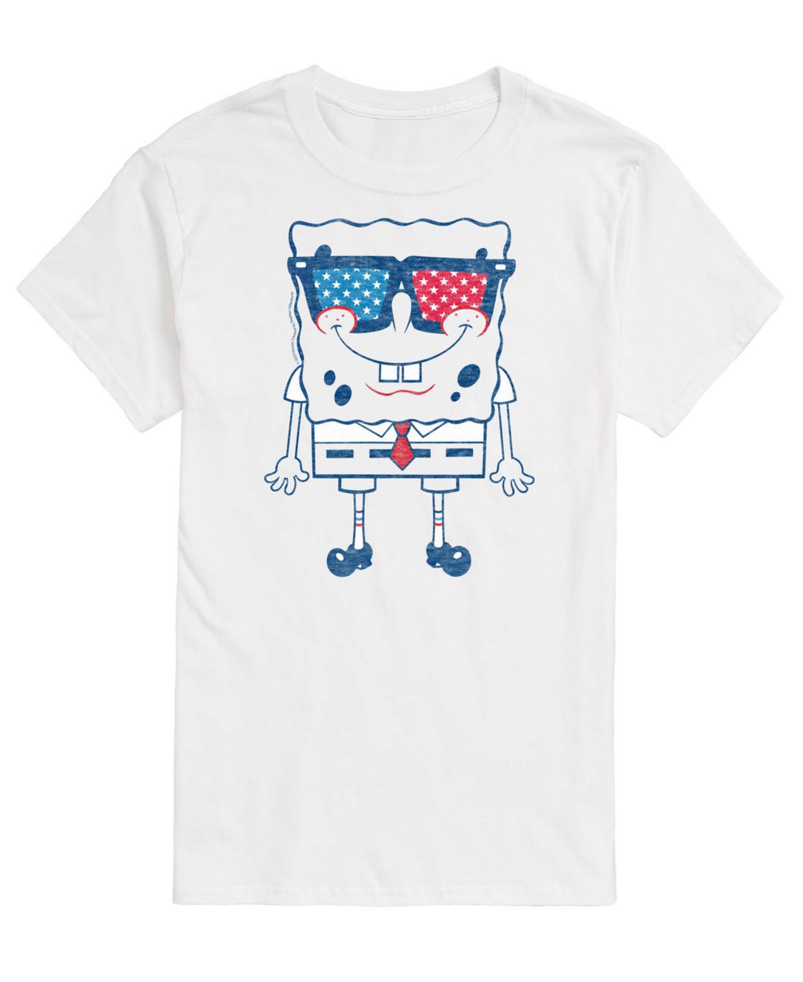 AIRWAVES Men's SpongeBob SquarePants Flag Fill Sunglasses Short-Sleeve Graphic T-Shirt
