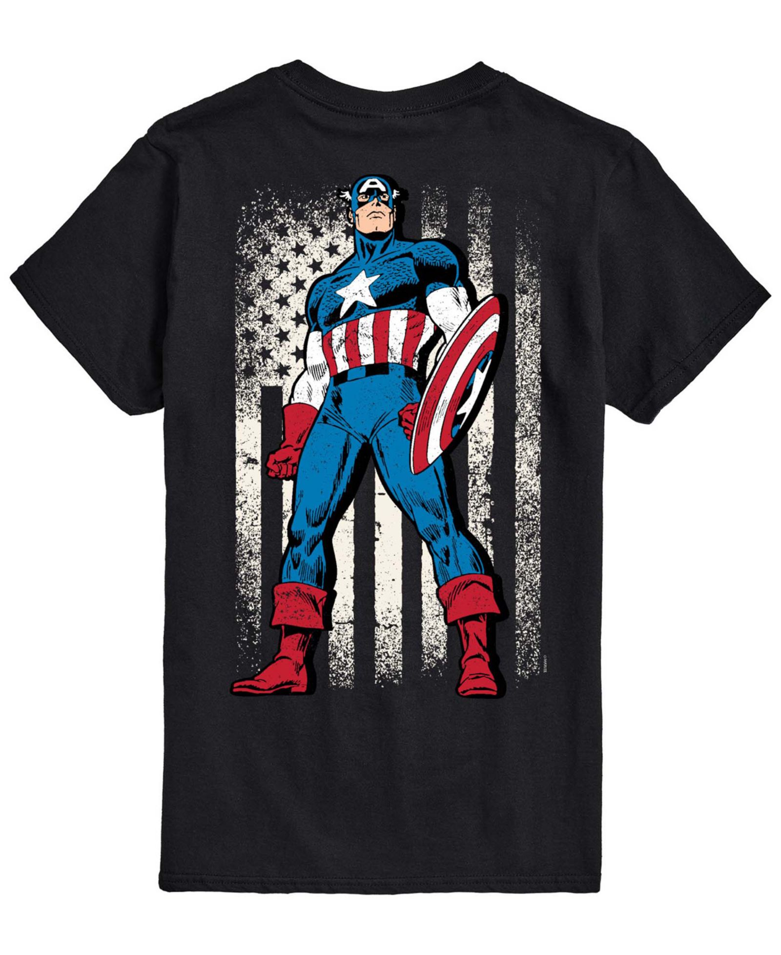 AIRWAVES Men's Captain America Flag Retro Short-Sleeve Graphic T-Shirt