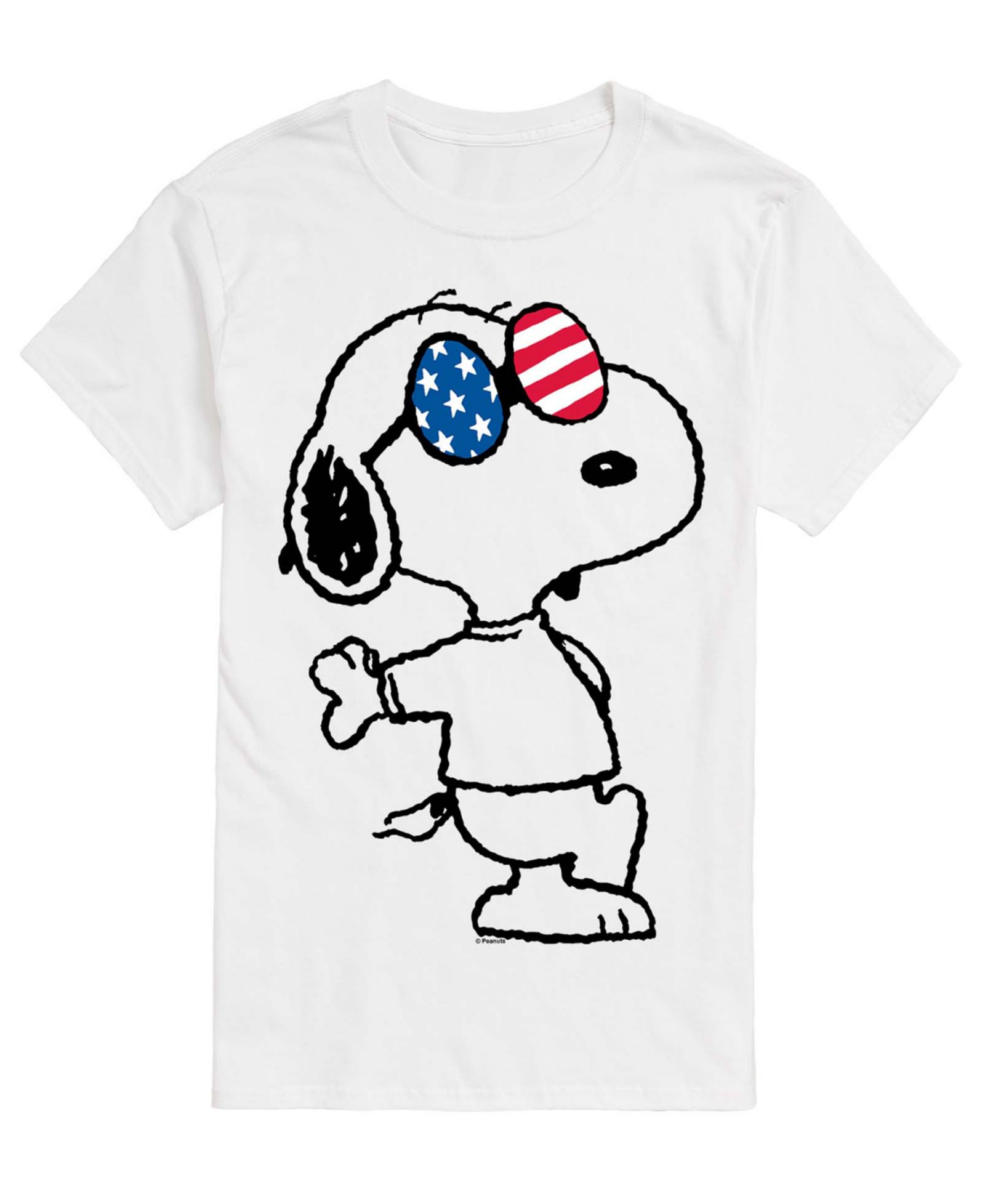 AIRWAVES Men's Peanuts USA Snoopy Glasses Short-Sleeve Graphic T-Shirt