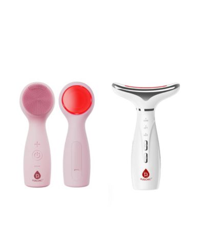 PURSONIC 7-in-1 LED Therapy Device for Face and Neck + 3-in-1 Facial Cleansing System