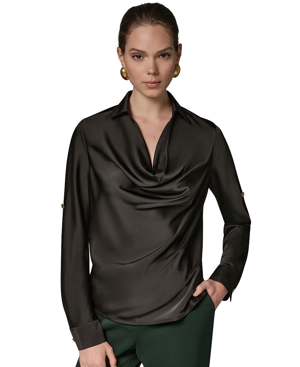 Топ Donna Karan New York Women's Satin Back Crepe Long-Sleeve