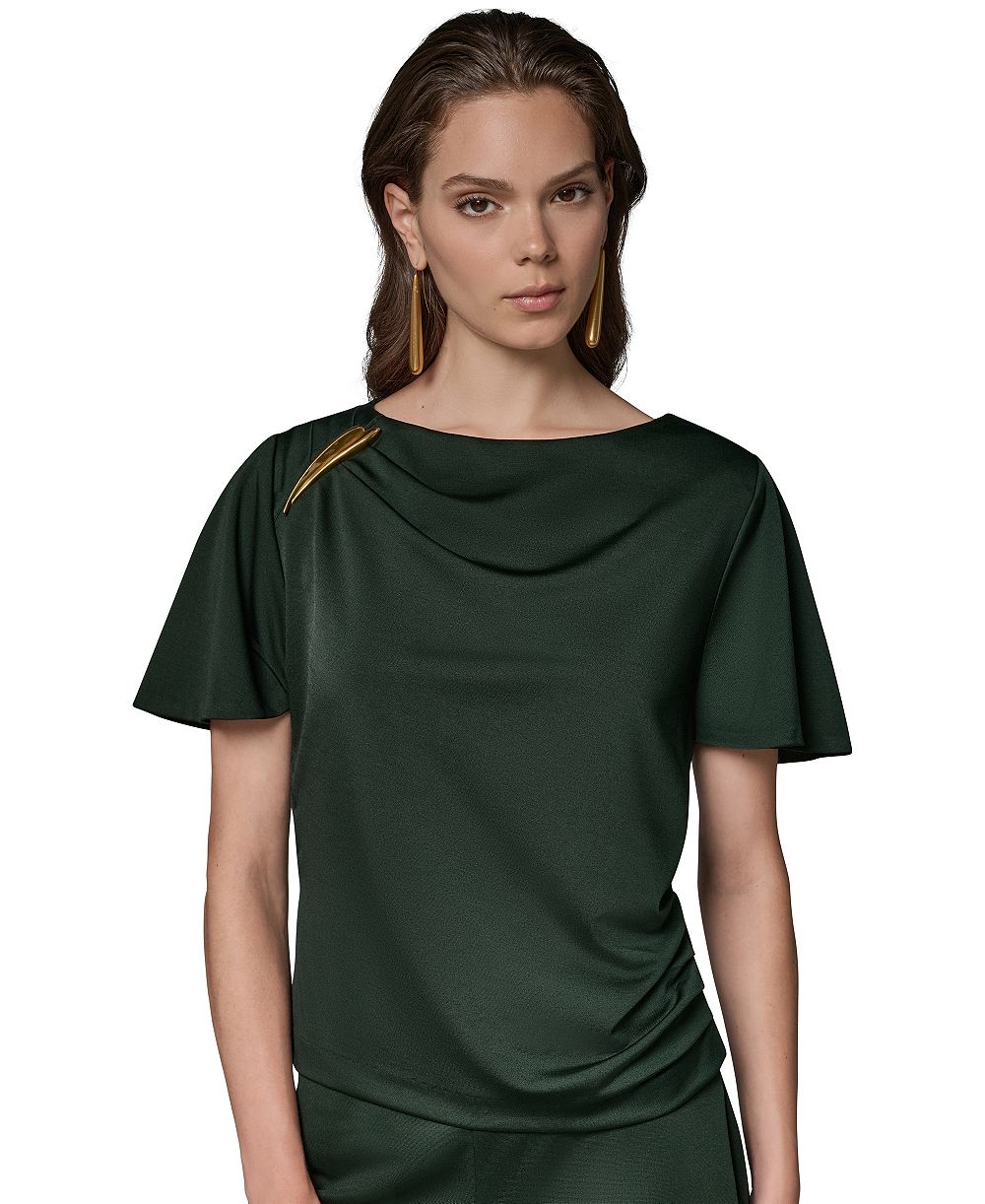 Женский топ Donna Karan New York Women's Sheen Ponte Faux Surplus Top