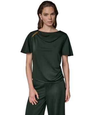 Donna Karan New York Women's Ruched Side Short-Sleeve Top