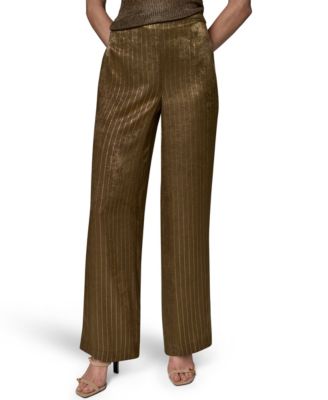 Donna Karan New York Женские брюки из атласа в полоску, Pull-On