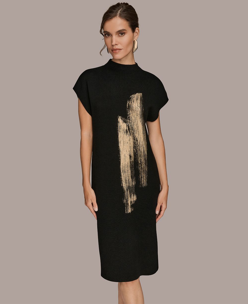 Женское платье-свитер Donna Karan New York Gold-Tone Velvet Burnout