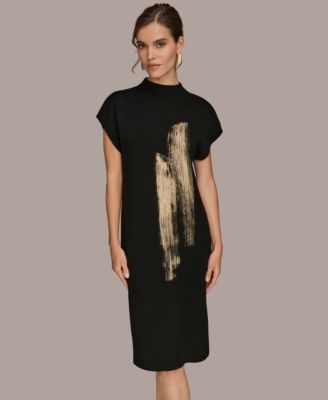 Donna Karan New York Women's Gold-Tone Velvet Burnout Sweater Dress