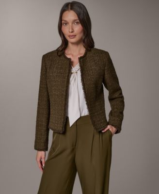 Donna Karan New York Женский жакет с открытым передом и бахромой