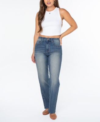 Celebrity Pink Juniors' Ultra High-Rise Studded Straight-Leg Jeans