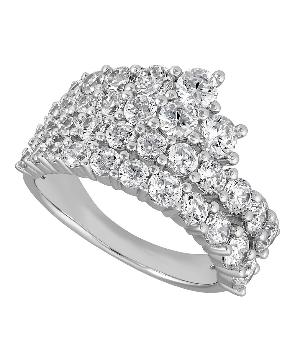 Кольцо Arabella White Cubic Zirconia Band из стерлингового серебра с родием
