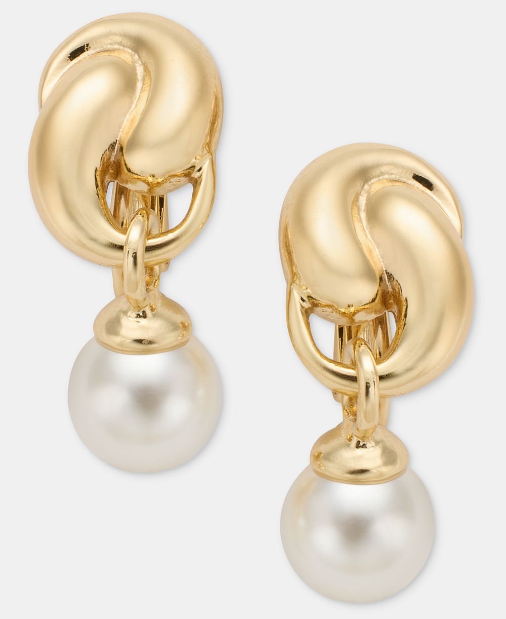 Серьги Anne Klein Imitation Pearl Twisted Clip-On Drop