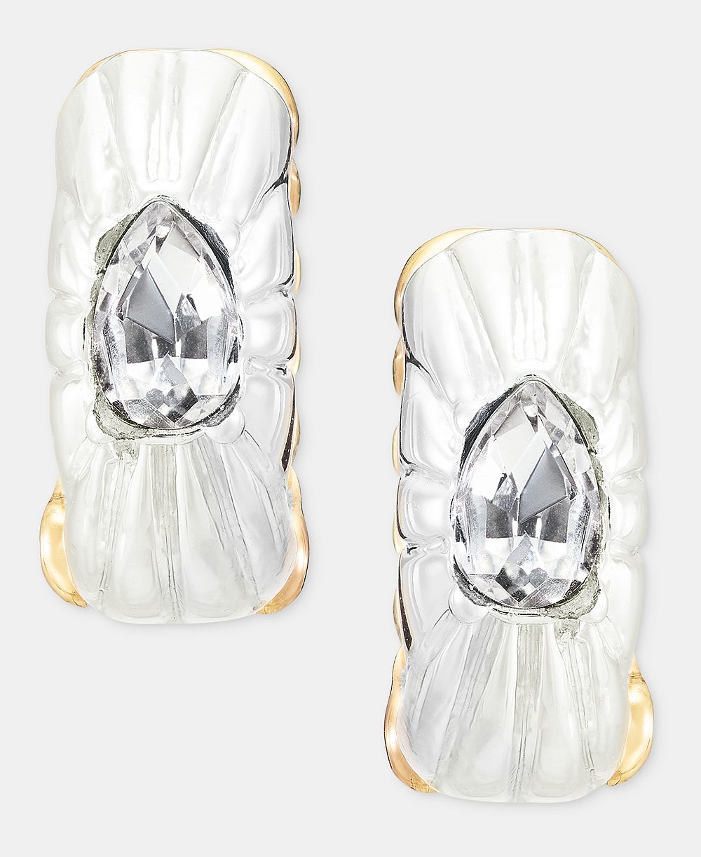 Маленькие обратимые серьги-кольца Anne Klein с хрусталем, 0.6"