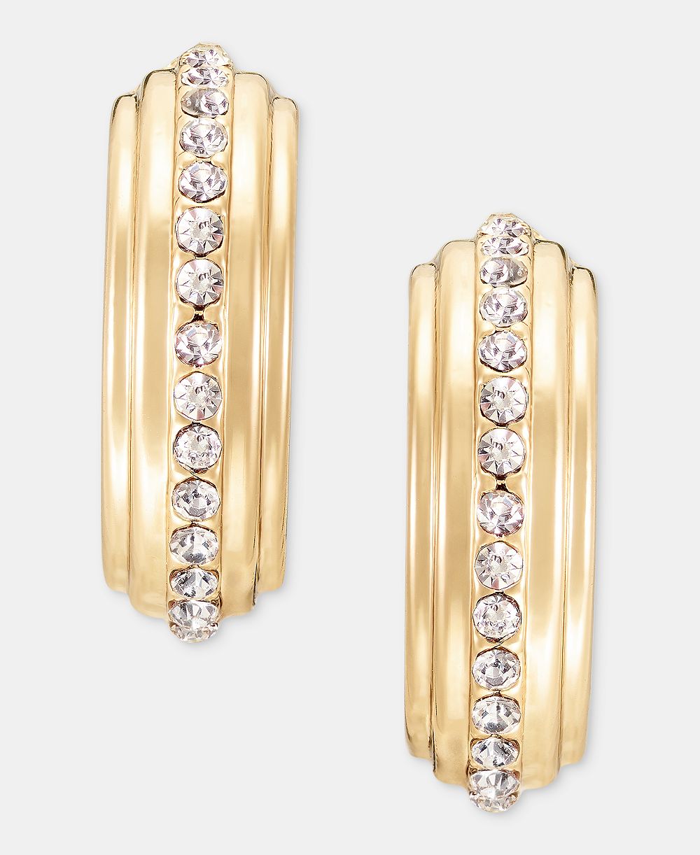 Маленькие серьги-кольца Anne Klein Pavé C-Hoop, 0.83"