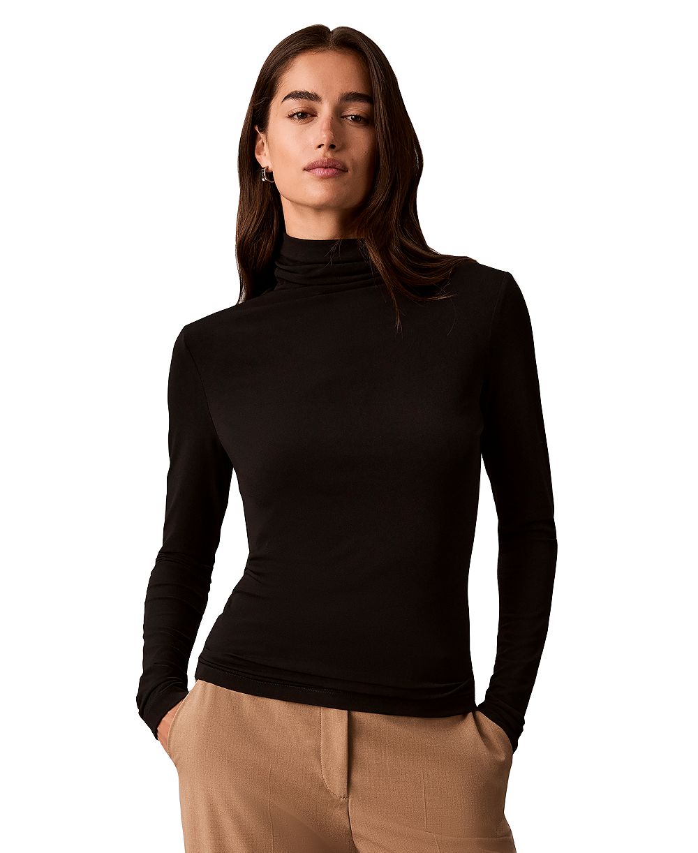 Calvin Klein женский топ из крепового джерси с длинным рукавом