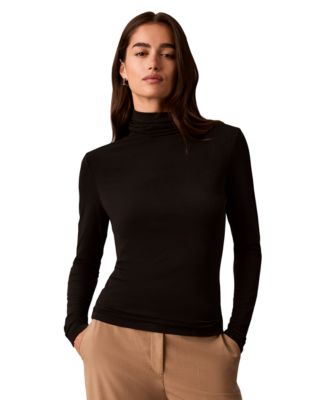 Calvin Klein женский топ из крепового джерси с длинным рукавом