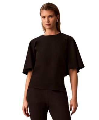 Женская блузка Calvin Klein с круглым вырезом и коротким рукавом-кейп