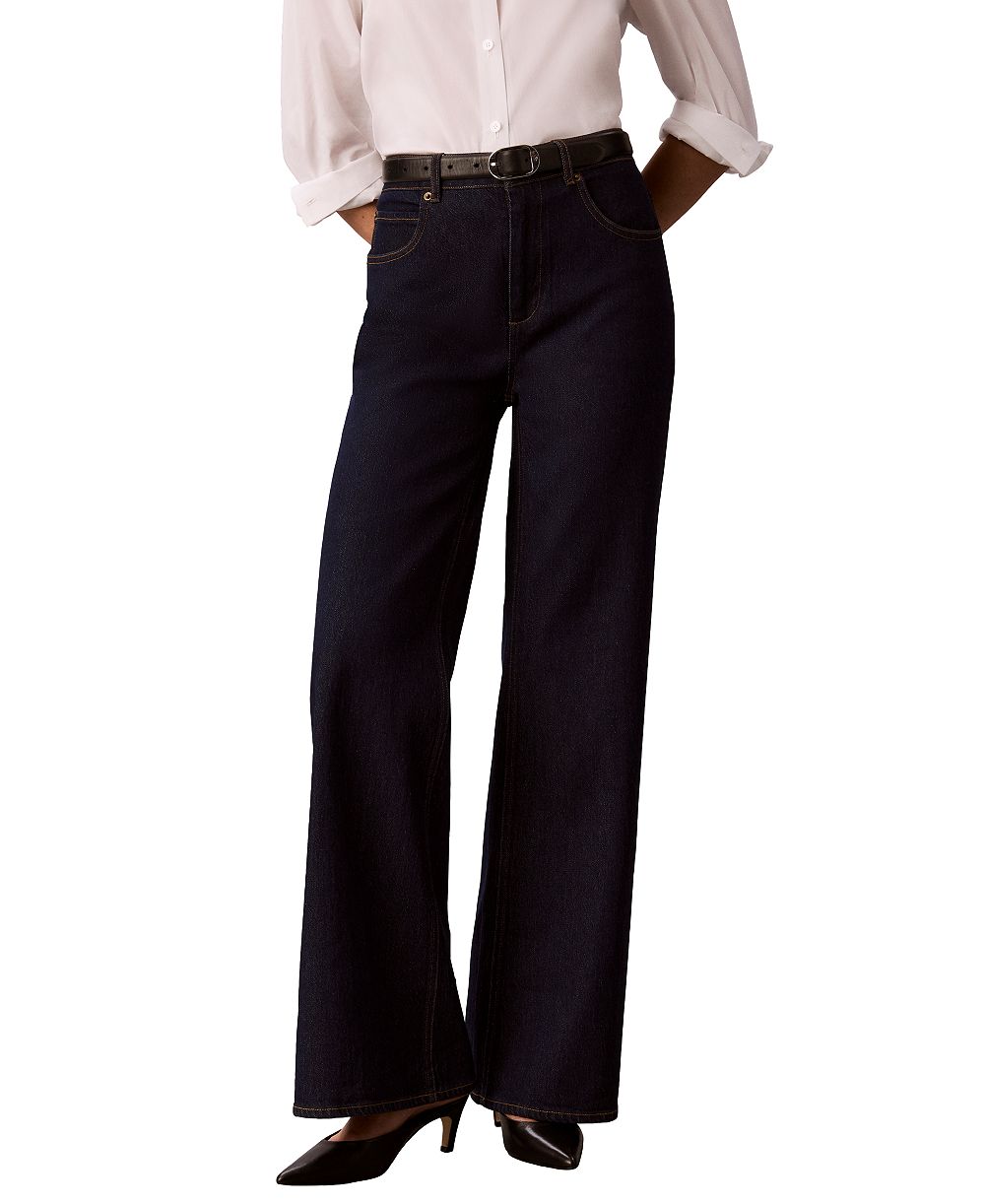 Calvin Klein Women's High-Rise Wide-Leg Flare Jeans