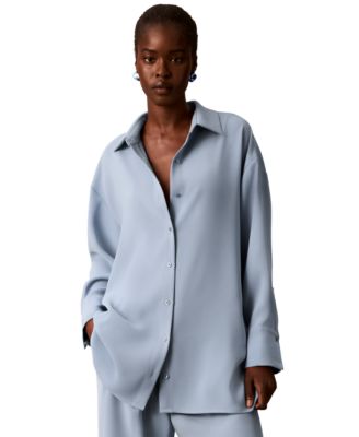 Calvin Klein Женский топ с воротником и длинным рукавом