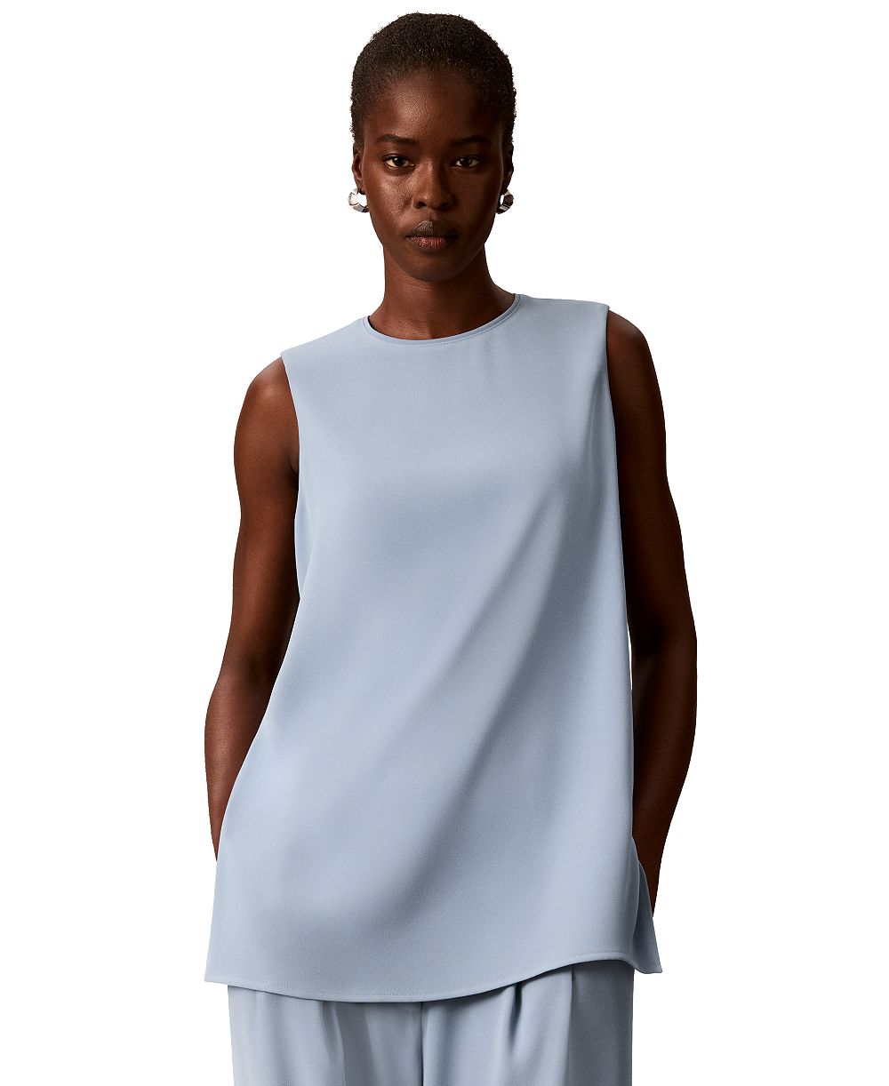 Calvin Klein Women's Crewneck Sleeveless Side-Slit Top