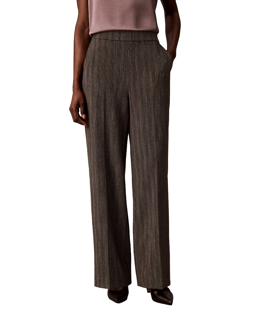Calvin Klein Женские широкие брюки Pull-On Herringbone