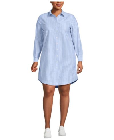 Lands' End Женское платье-рубашка Oxford с длинным рукавом, Plus Size