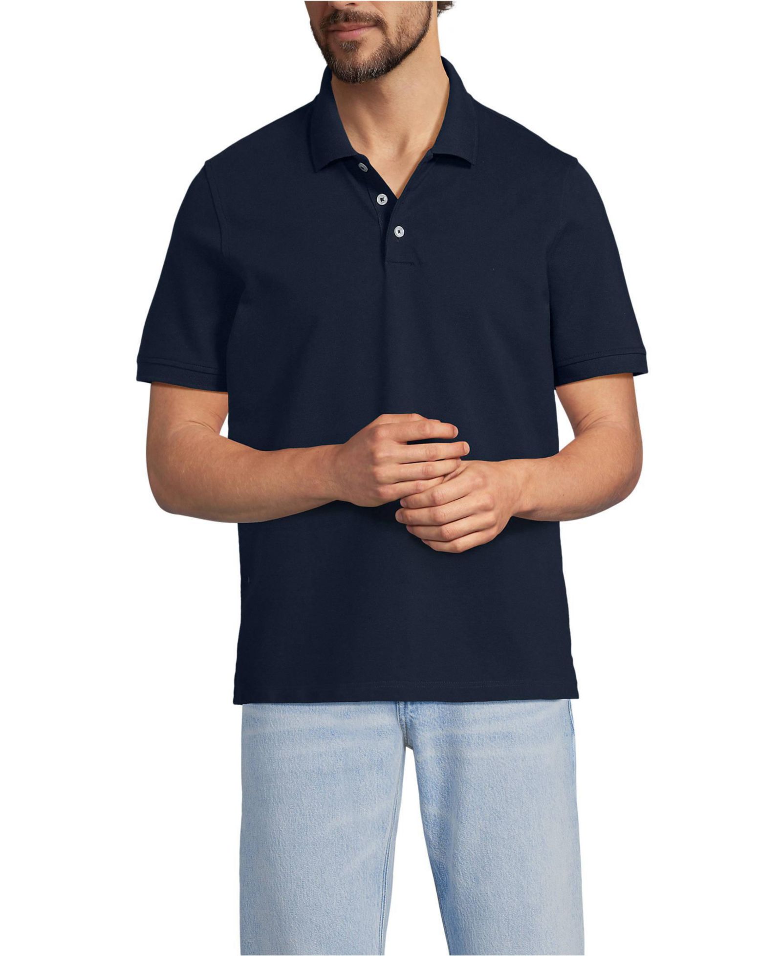 Lands' End Men's Short Sleeve Performance Mesh Pique Polo