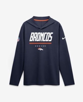 Nike Men's Navy Denver Broncos Sideline Lightweight Long Sleeve Hooded Dri-FIT T-Shirt
