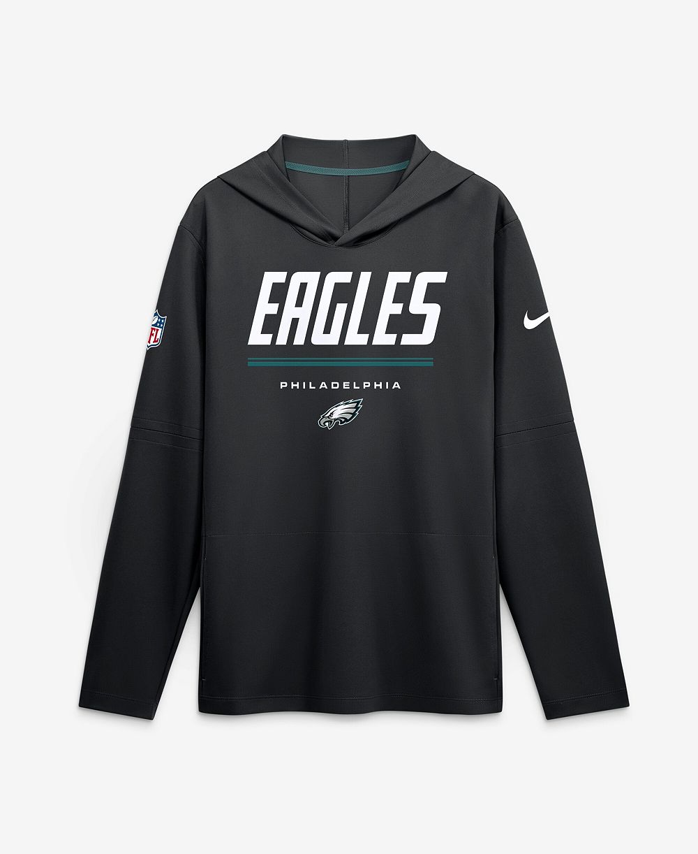 Nike Men's Black Philadelphia Eagles Sideline Game On Lightweight Long Sleeve Dri-FIT Hoodie