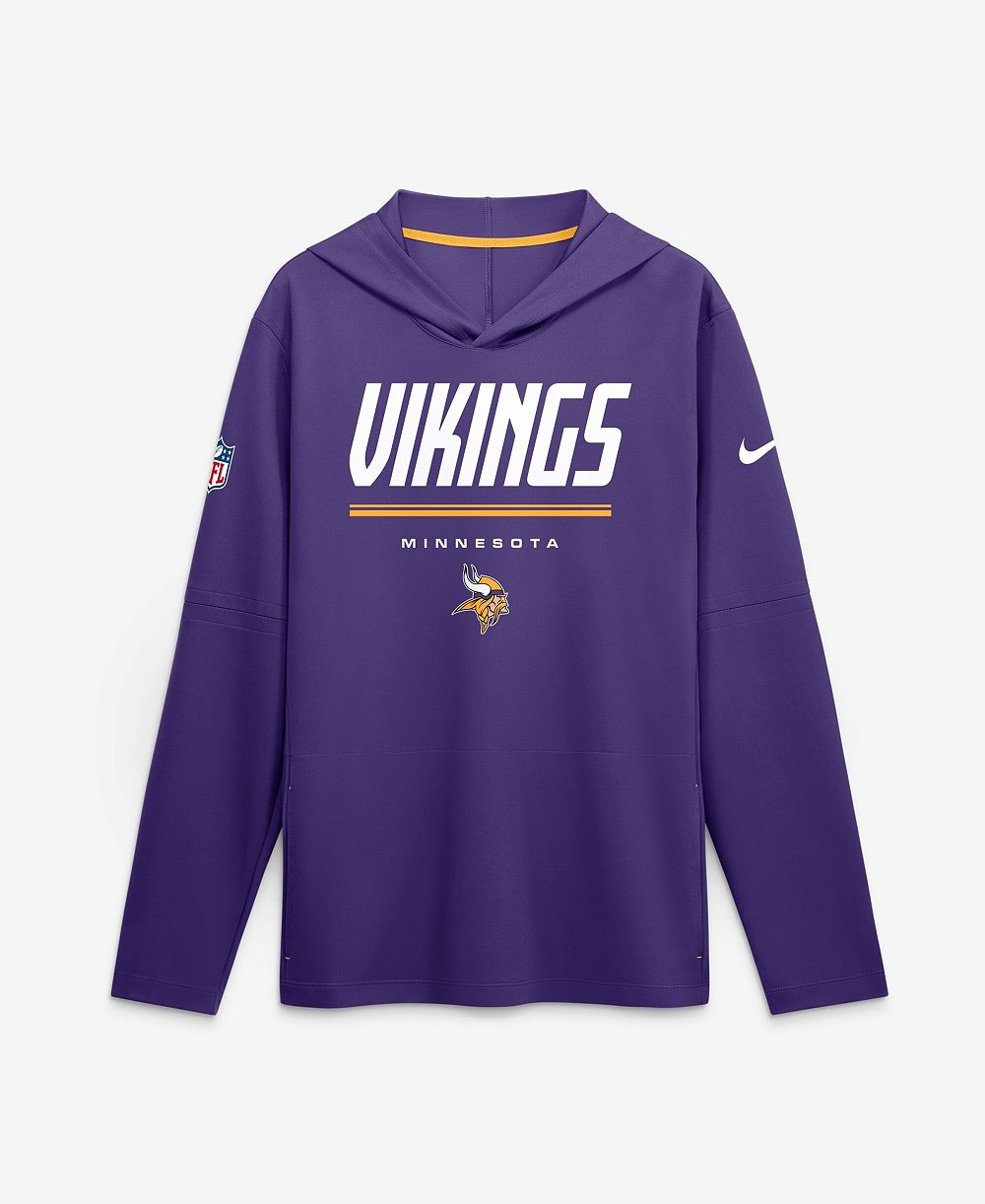 Nike Men's Purple Minnesota Vikings Sideline Lightweight Long Sleeve Hooded Dri-FIT T-Shirt
