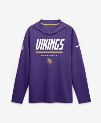 Мужская футболка Nike Purple Minnesota Vikings Sideline Lightweight Long Sleeve Hooded Dri-FIT