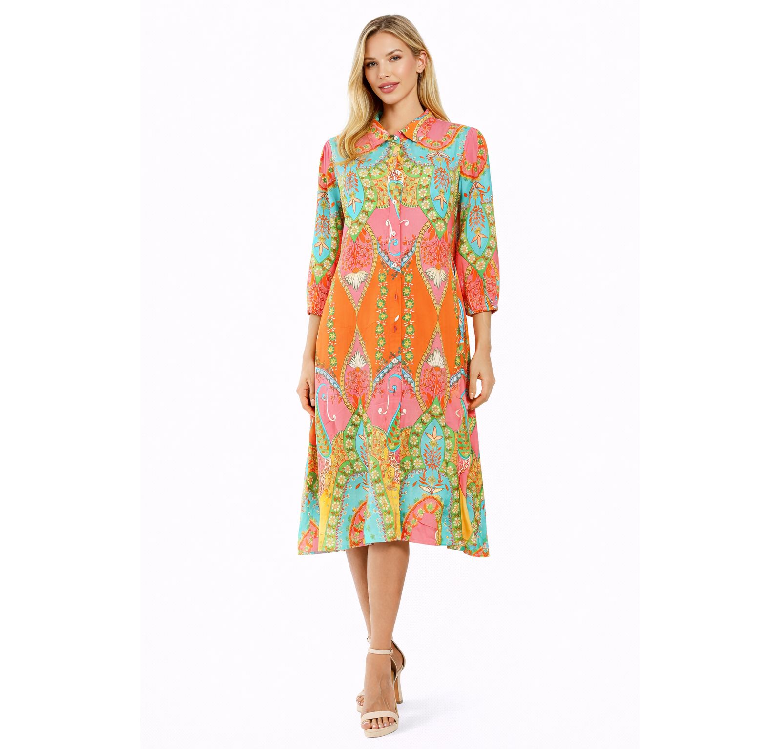 Женское платье-рубашка La Moda Clothing Blue Floral