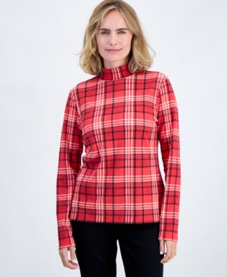 Style & Co Petite Printed Mock-Neck Long-Sleeve Tee, Macy's Exclusive