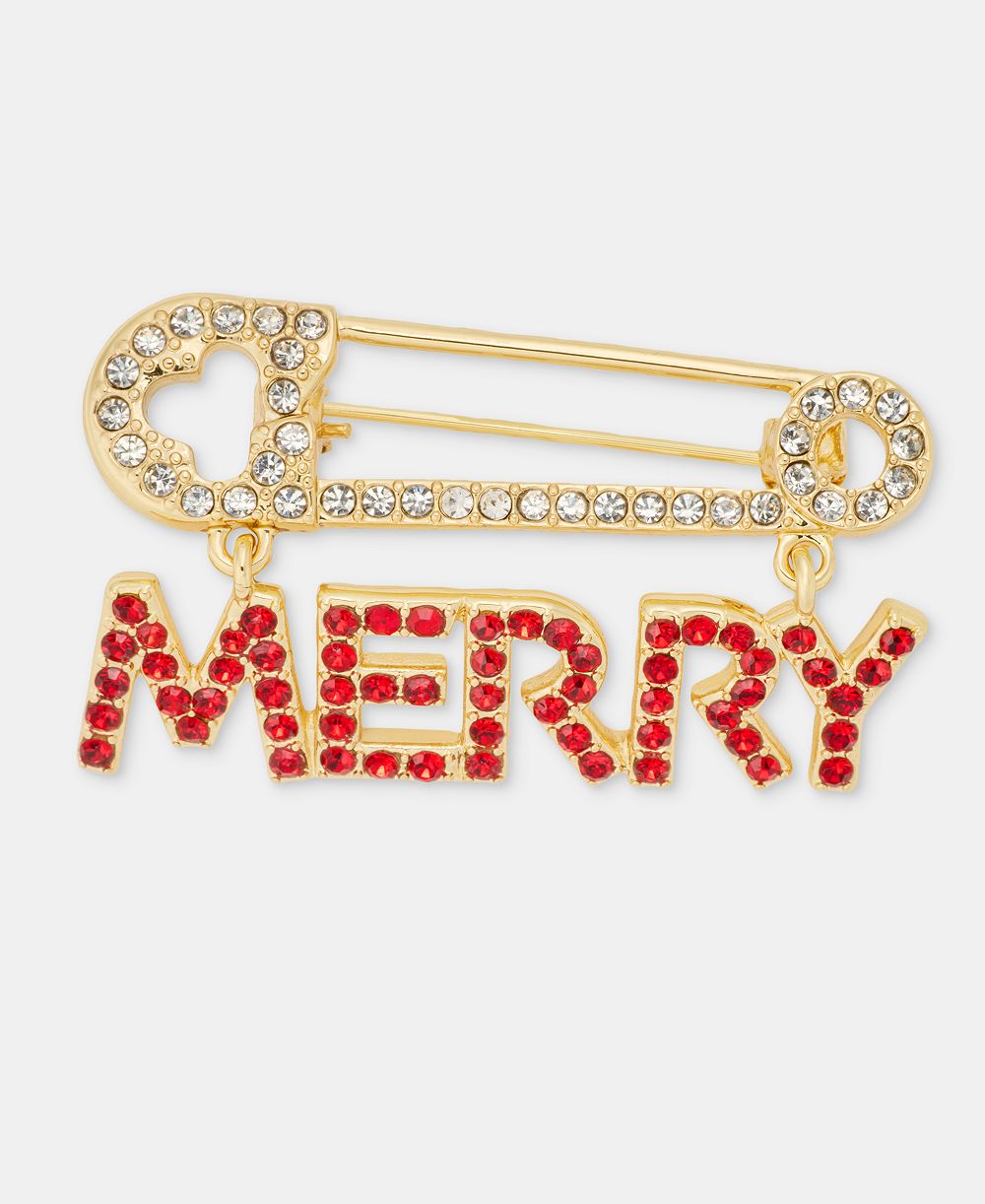 Holiday Lane золотистая стеклянная булавка "Merry" (эксклюзив Macy's)