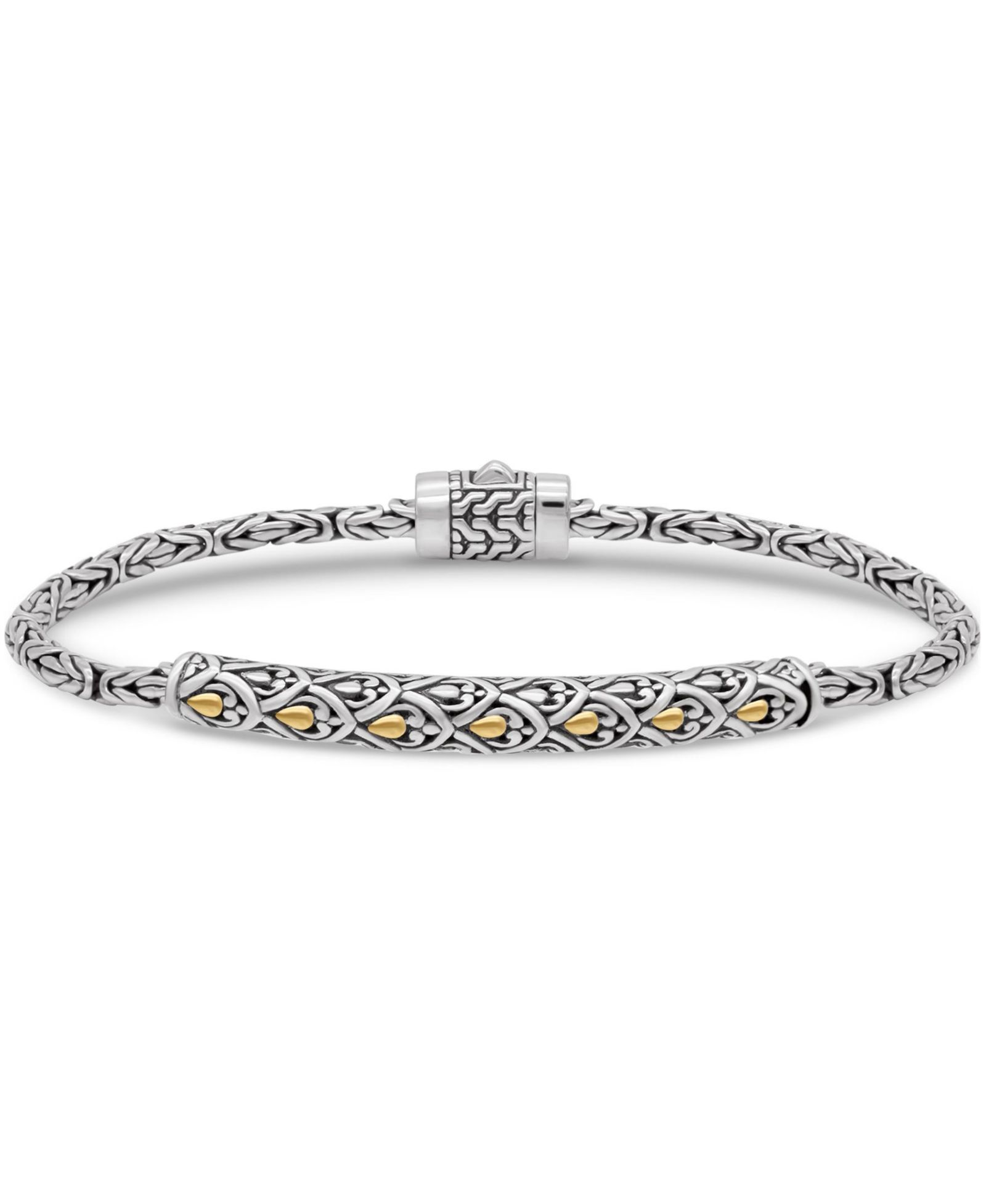 DEVATA Dragon Skin with Borobudur Chain Bracelet in Sterling Silver and 18K Gold Accents