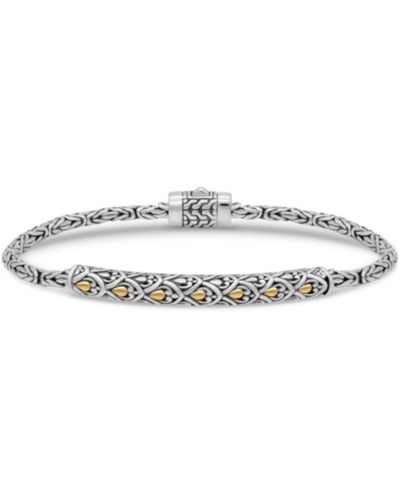 DEVATA Dragon Skin with Borobudur Chain Bracelet in Sterling Silver and 18K Gold Accents