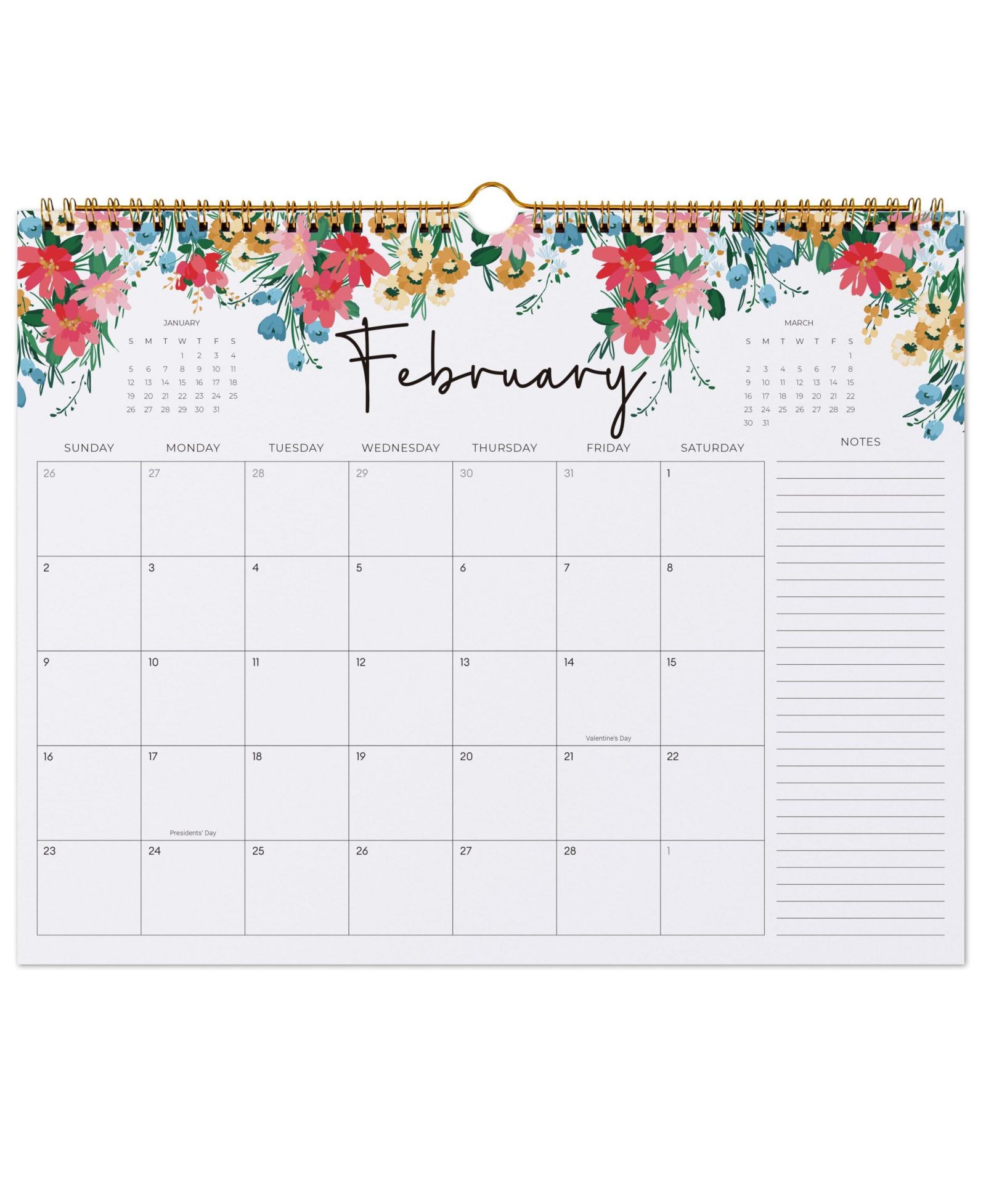 GNUADZ 2026-2027 Wall Calendar 18 Month Floral Hanging Hook