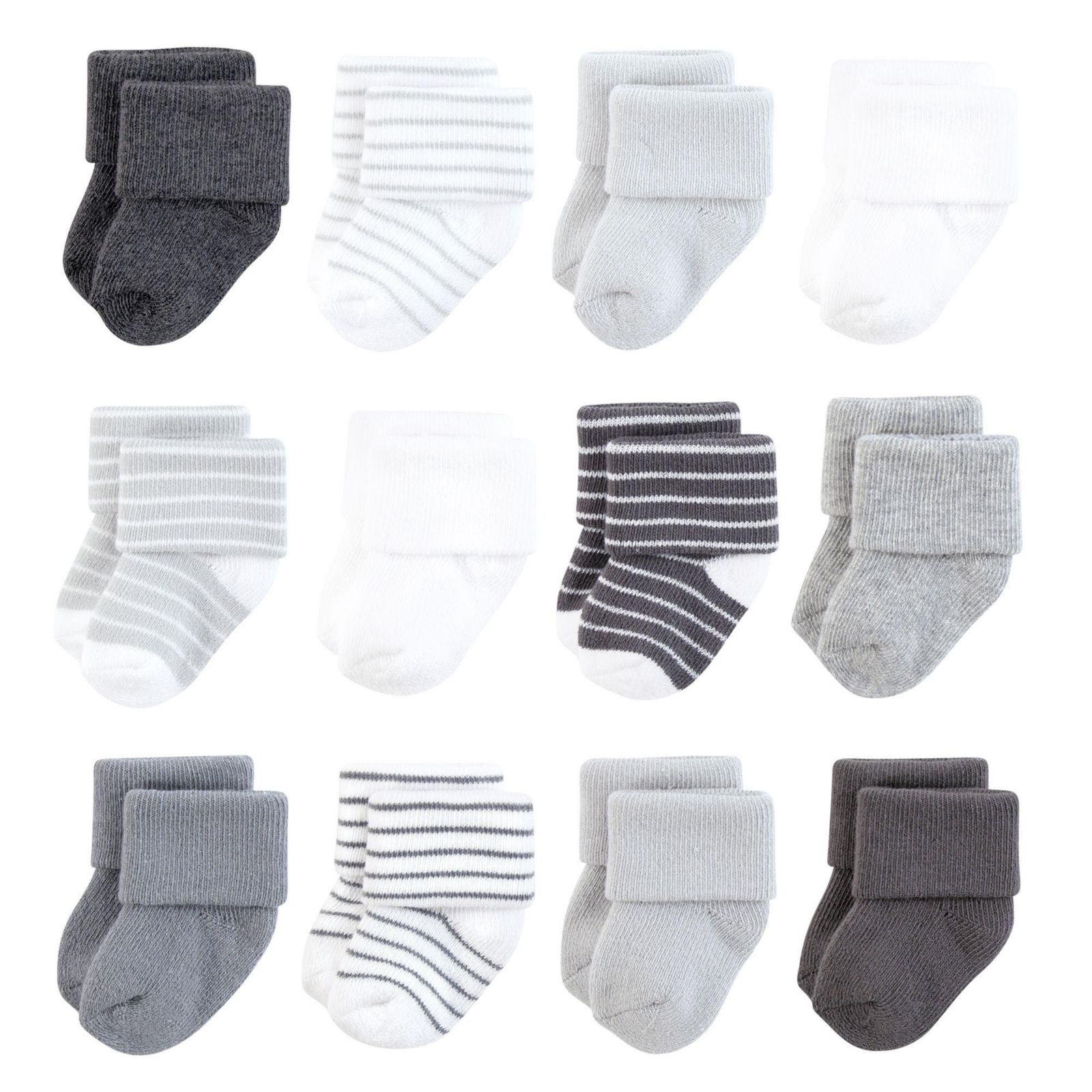 Hudson Baby Infant Baby Cotton Rich Newborn and Terry Socks 12-Pack