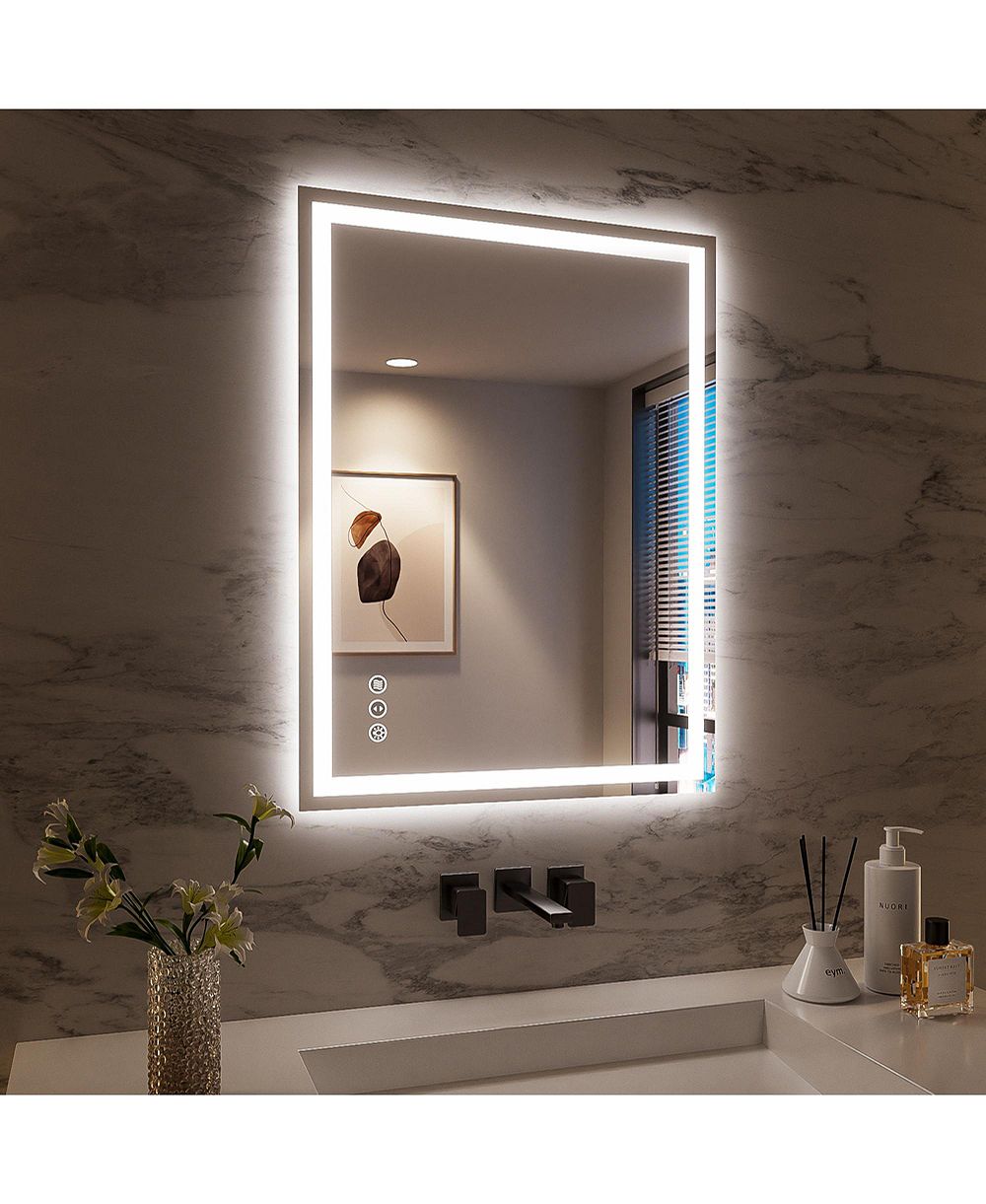 RAINSKEN 24x32 Inch LED Bathroom Mirror, Wall Mounted Anti-Fog Vanity Mirror, Shatterproof, Explosion-Resistant for Bathroom