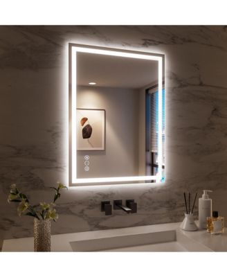 RAINSKEN 24x32 Inch LED Bathroom Mirror, Wall Mounted Anti-Fog Vanity Mirror, Shatterproof, Explosion-Resistant for Bathroom