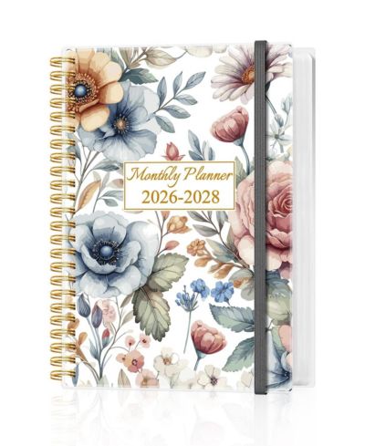 GNUADZ 2026-2028 Monthly Planner 36 Month Calendar Flexible Cover Inner Pocket Home School Office Colorful Large Flower