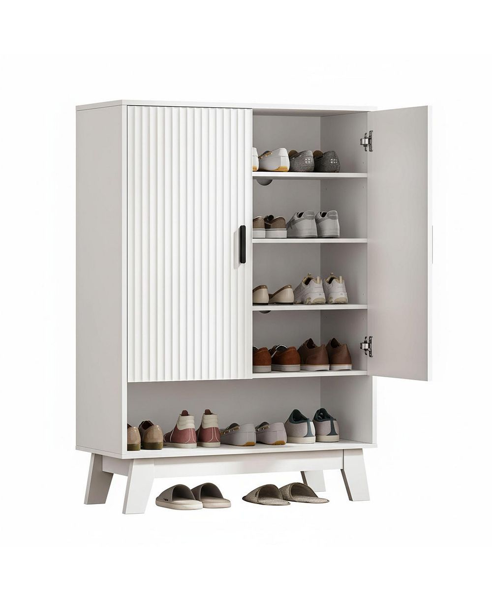 Комод YIGII Fluted Shoe Cabinet 4 Flip Drawers Slim Entryway Storage Organizer