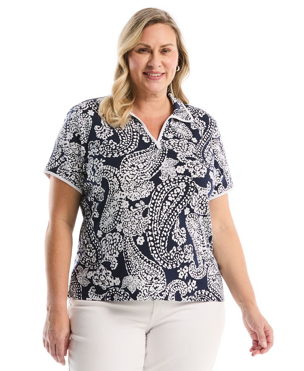 Женская рубашка polo paisley print Plus Size