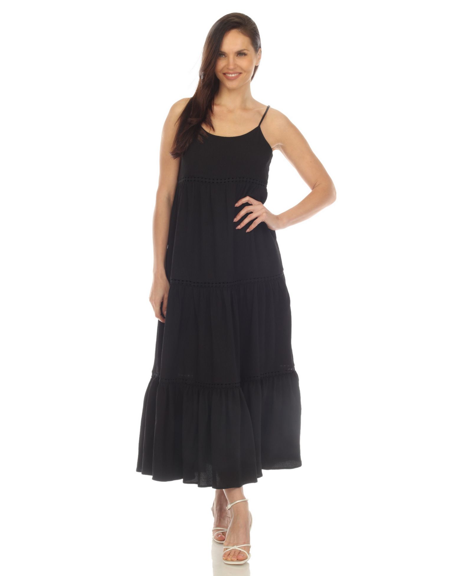 Женское платье White Mark Scoop Neck Tiered Midi
