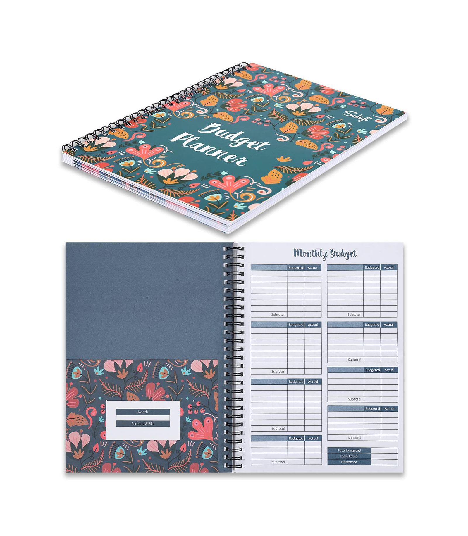 Планировщик GNUADZ Budget Planner Bill Organizer Expense Notebook Floral Spiral